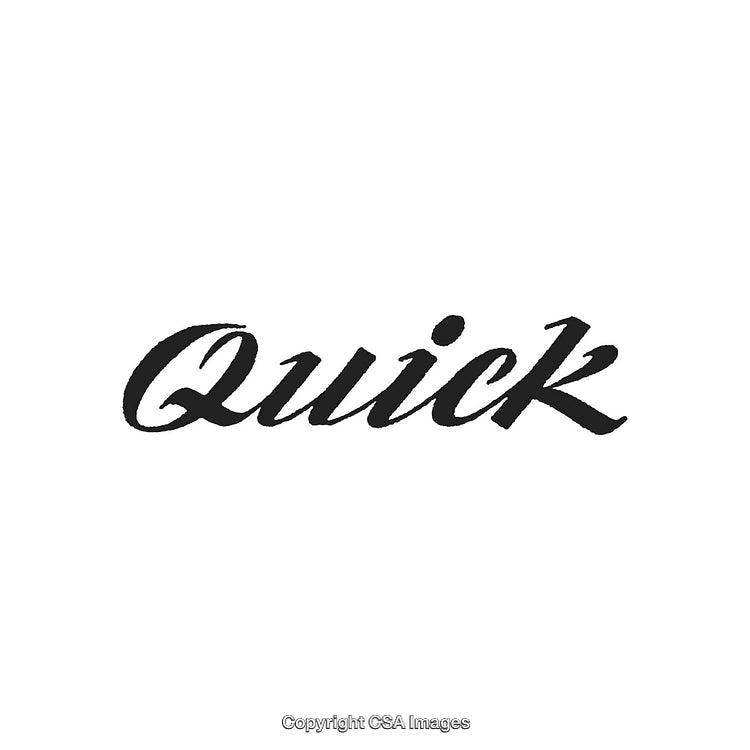 Stylish Cursive Typography Spelling the Word Quick on White Background