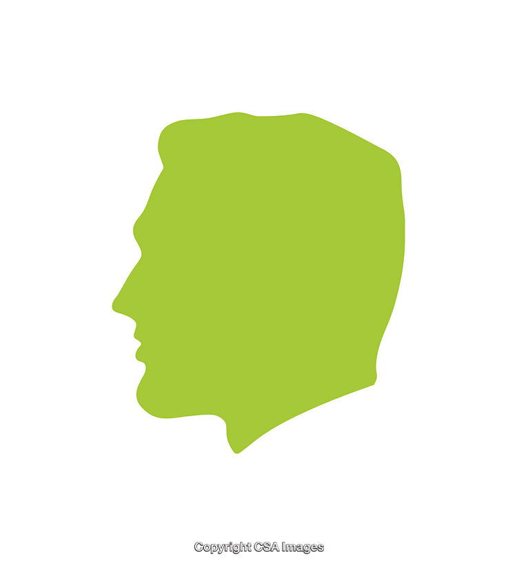 Green Silhouette of a Male Profile on a White Background