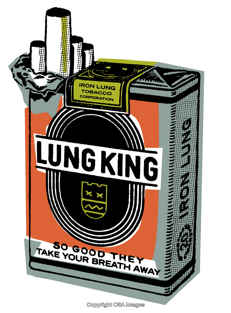 Illustrated Satirical Representation of Cigarette Pack Suggesting Health Warnings