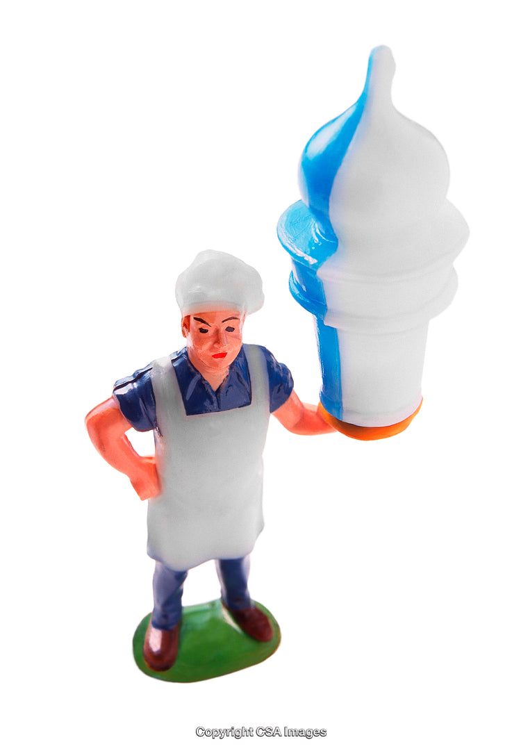 Plastic Toy Figure of Chef Holding a Large Ice Cream