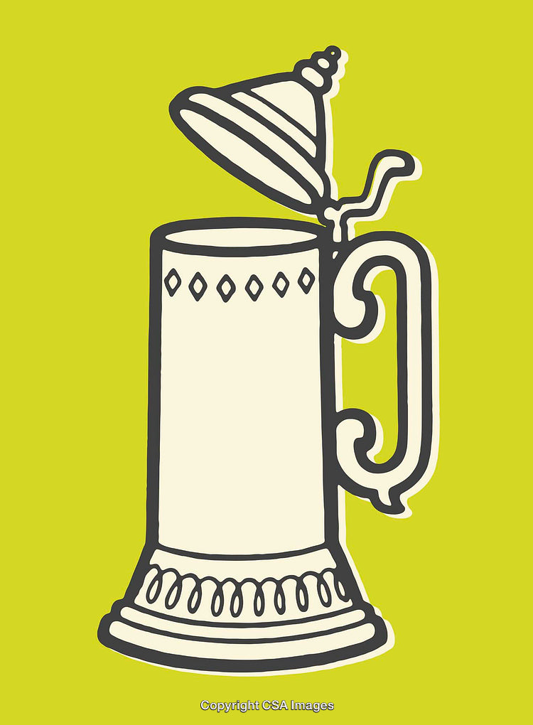 Stylized Illustration of a Beer Stein on a Green Background