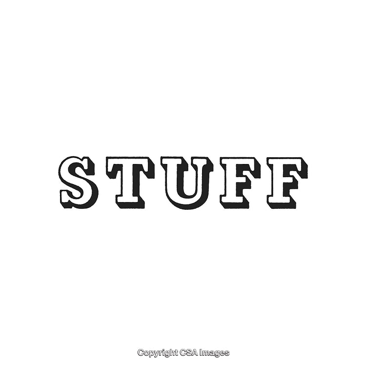 Bold Typography Displaying the Word Stuff in Black on White Background