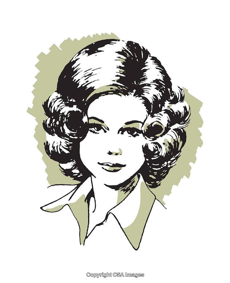 Vintage Illustration of a Woman with Styled Hair and Elegant Expression