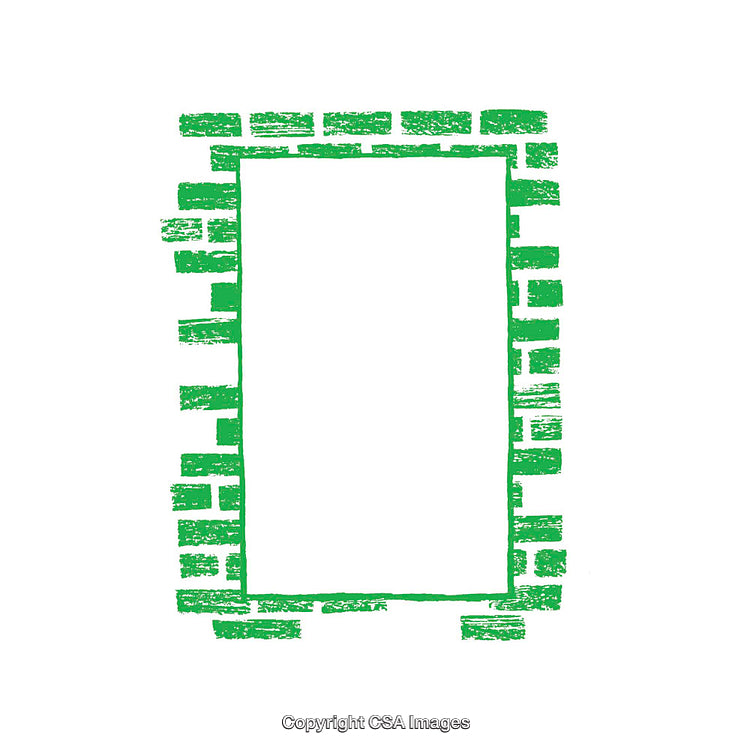 Green Brick Frame Illustration with a Minimalist and Textured Design