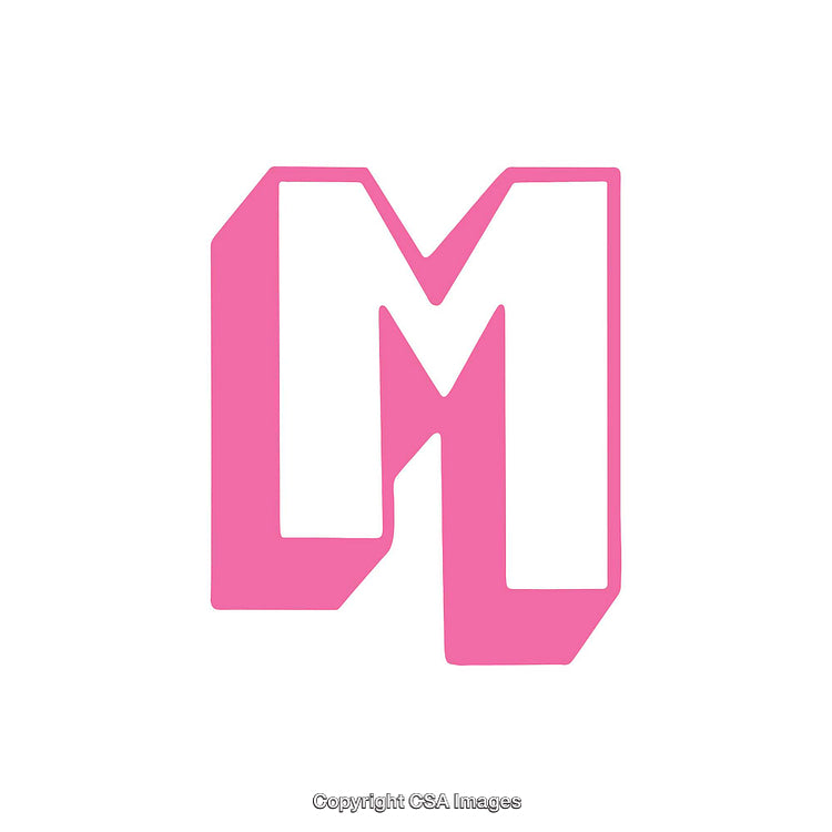 Pink Stylized Letter M Design on White Background