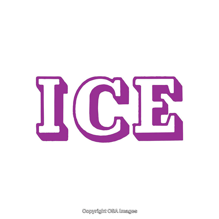 Bold Purple Text Reading "Ice" in Block Style Letters on White