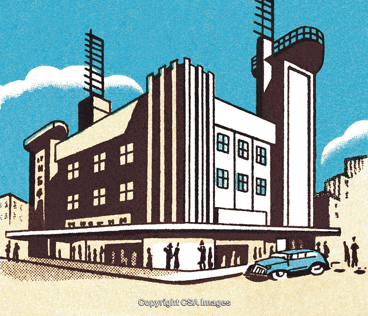 Retro-Style Illustration of an Art Deco Building With Vintage Details