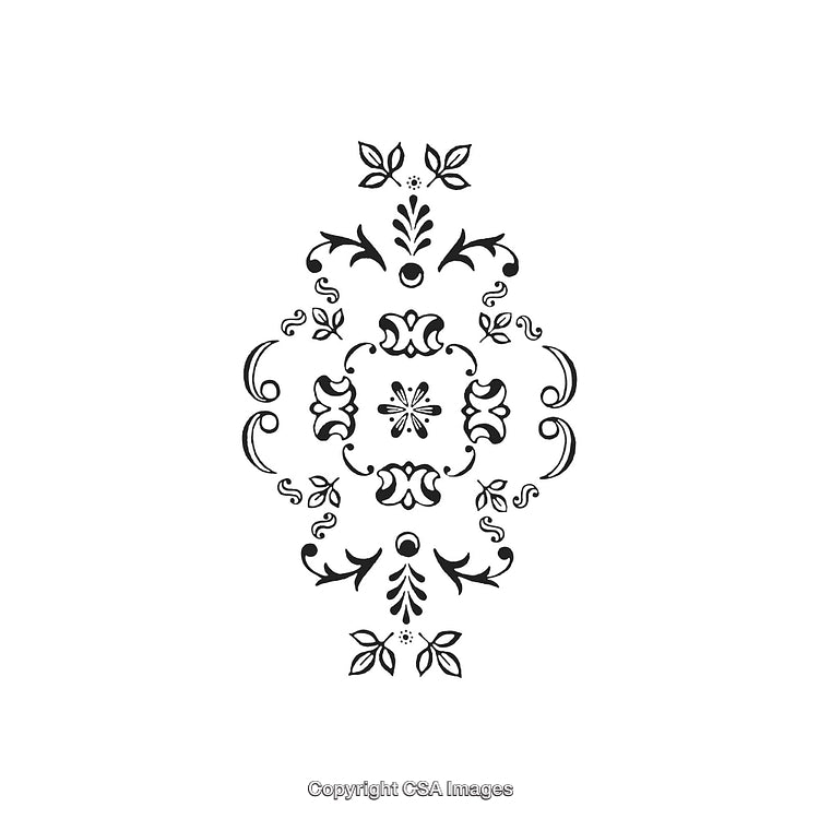 Black and White Ornamental Design with Elegant Floral Motifs