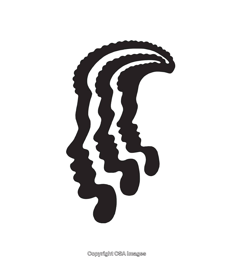 Abstract Black and White Line Art Faces in Creative Composition