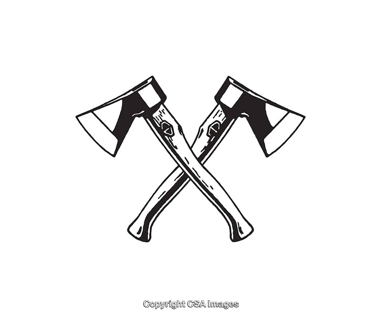 Pair of Crossed Axes in Black and White Art Style