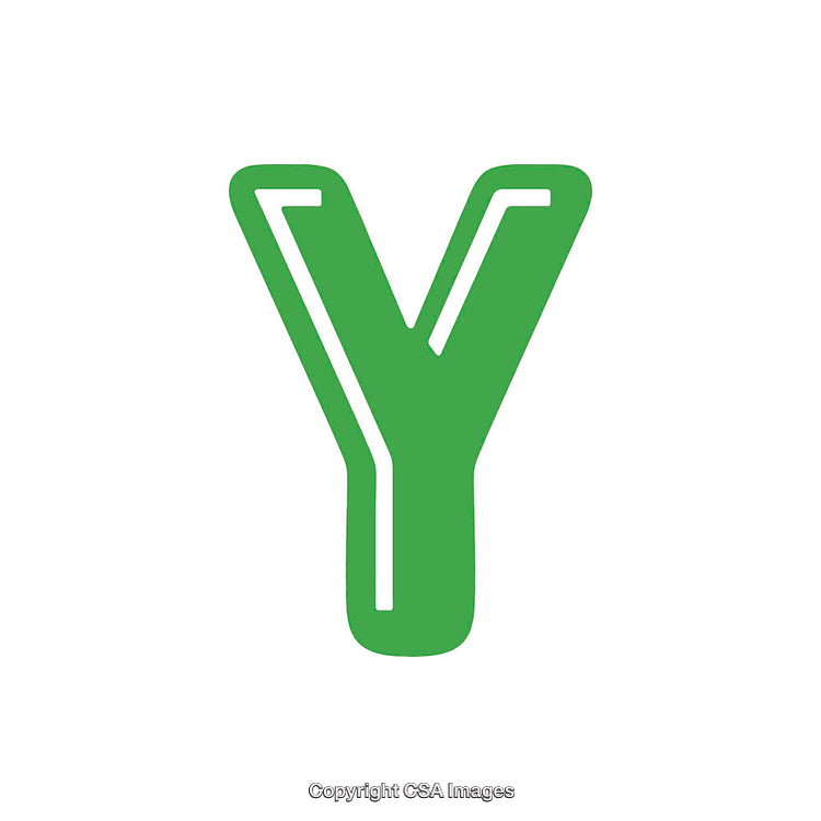 Bold Green Letter Y Isolated on White Background
