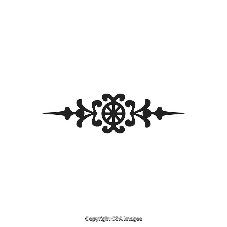 Elegant Black and White Decorative Design Ornament with a Symmetrical Motif