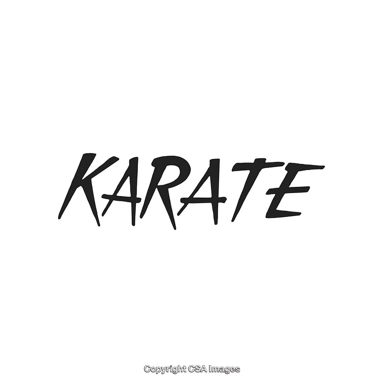 Karate Script Text in Bold Black Font on White Background