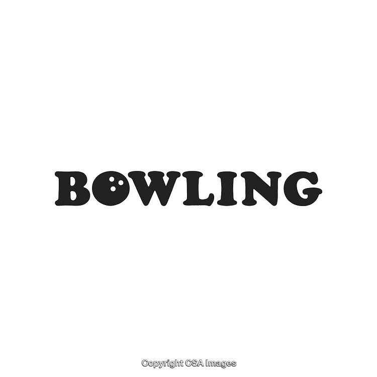 Stylized Bowling Text Design Featuring Bold Font and Bowling Ball Icon