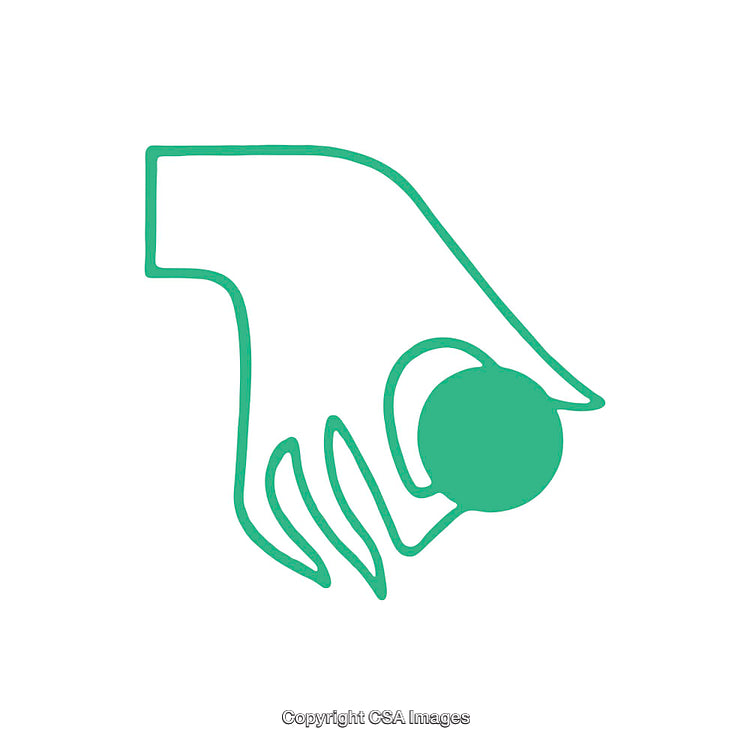 Minimalist Line Art of Hand Holding a Circular Object in Green