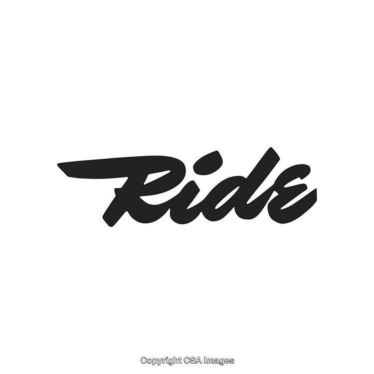 Stylish Black Calligraphy Word 'Ride' on a Clean White Background