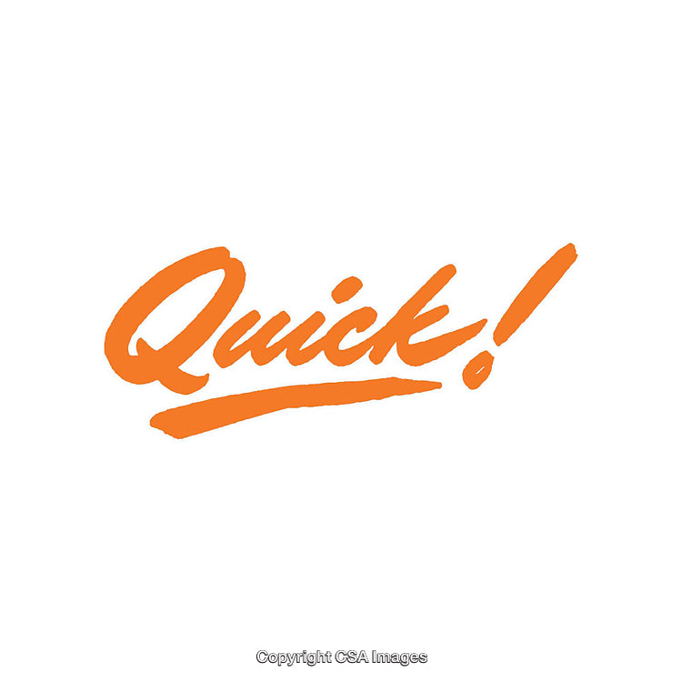 Bold Handwritten Orange Text on White Background Highlighting Quick Action