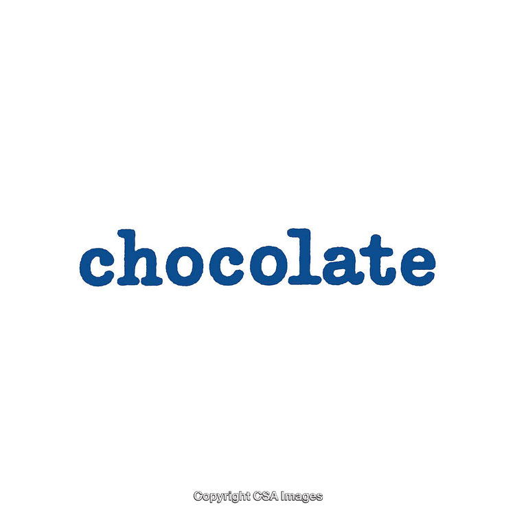 Blue Text Illustration Depicting the Word Chocolate on White Background