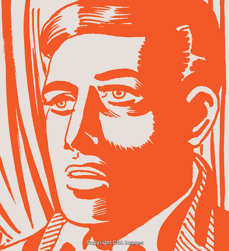 Abstract Orange and White Portrait of a Man in Bold Graphic Style