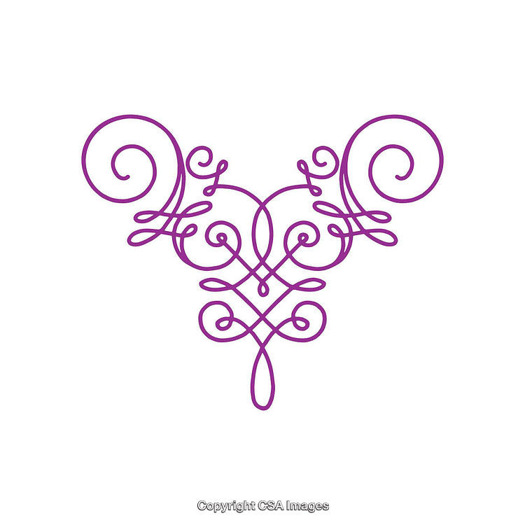Elegant Purple Swirl Design with Symmetrical Patterns on White Background