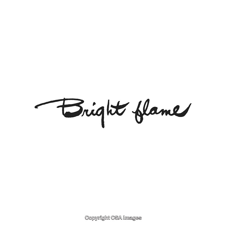 Elegant Handwritten Text Reading 'Bright Flame' on White Background