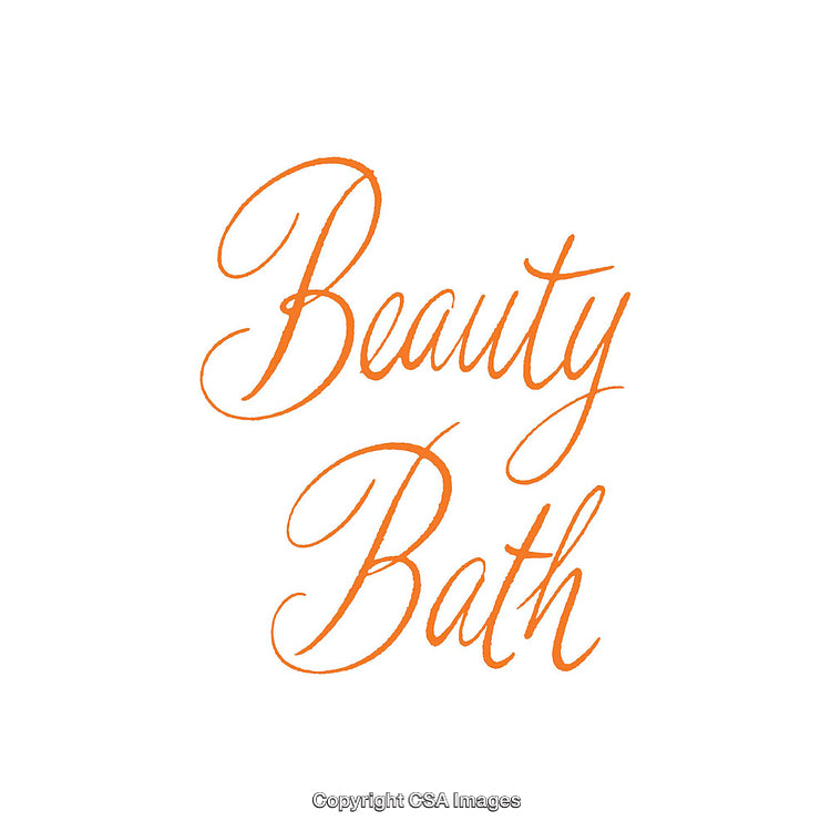 Elegant Orange Script Text Displaying 'Beauty Bath' On White Background