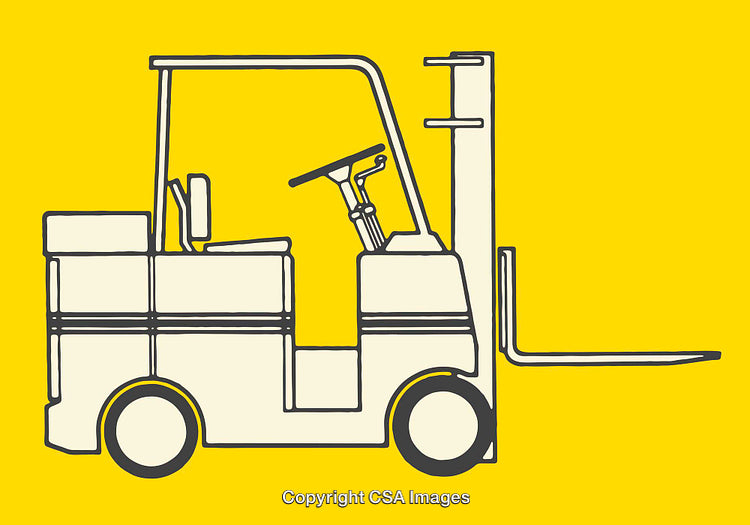 Colorful Line Illustration of Forklift Machine with Yellow Background