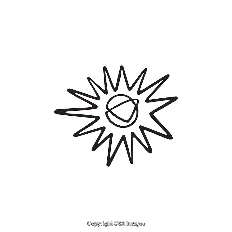 Abstract Black and White Sunburst Design with Orbital Theme Elements