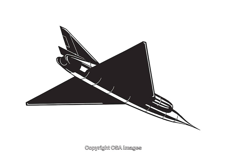 Silhouette of a Jet Aircraft in Black and White Illustration Style