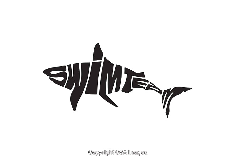 Creative Shark Logo Featuring the Words "Swim Team" in Unique Design