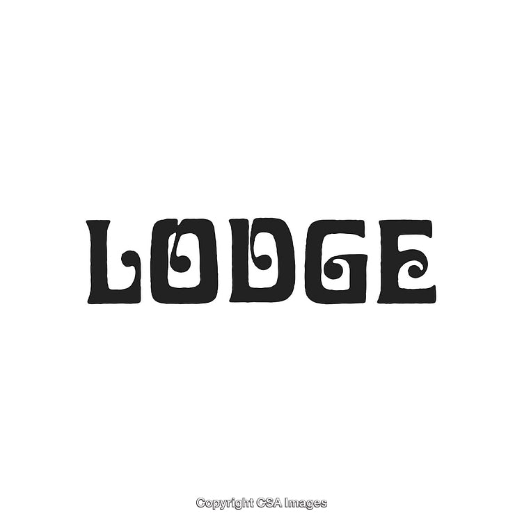 Stylized Word 'Lodge' Displayed in Artistic Typeface on White Background