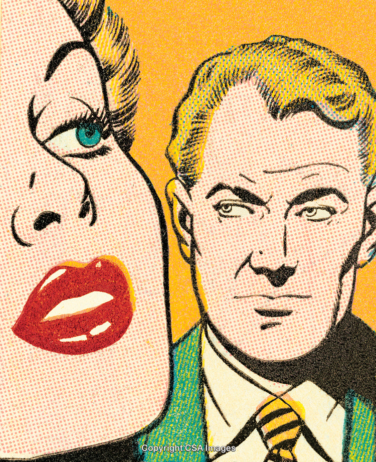 Vintage Comic Style Illustration Featuring Emotional Expressions and Retro Art Details