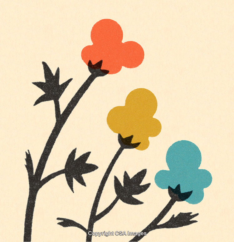 Stylized Illustration of Colorful Flowers on Textured Background