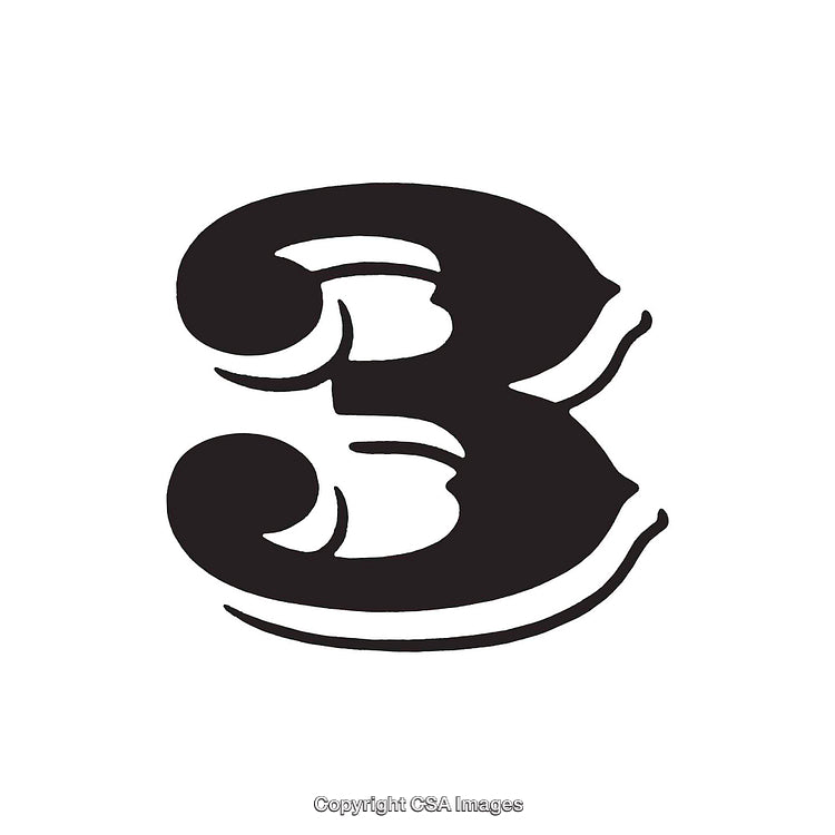 Elegant Stylized Black and White Number Three Design Illustration