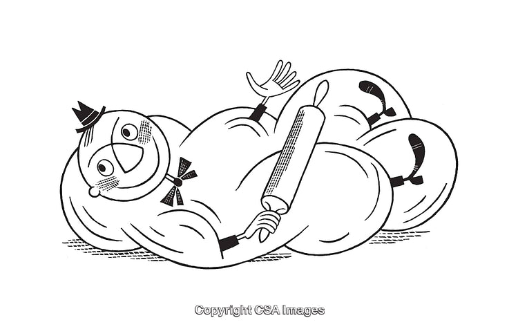 Playful Snowman Illustration with Rolling Pin and Happy Expression