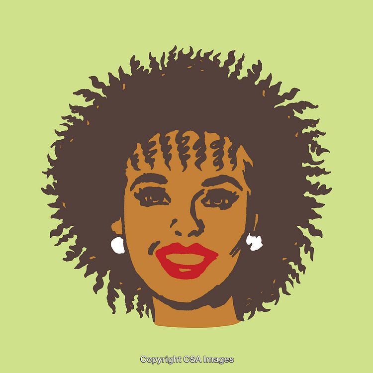 Bold Color Illustration of a Stylish Woman With Curly Hair
