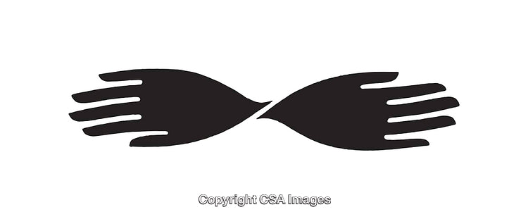 Symbolic Black and White Icon Depicting Intertwined Abstract Hands