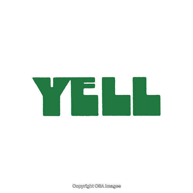 Bold Green Text Saying Yell on a Clean White Background