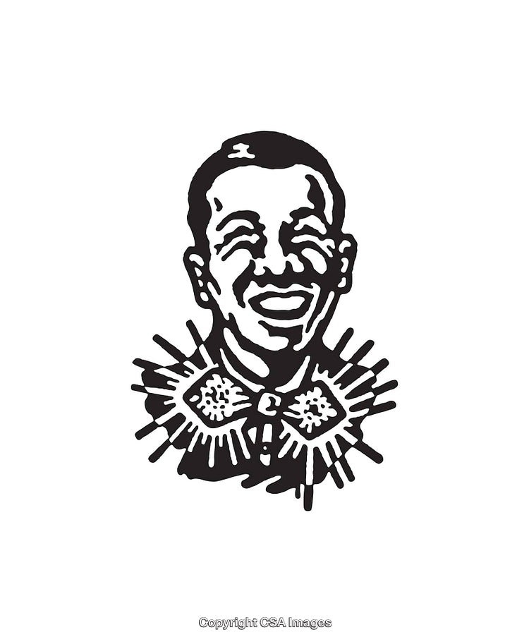 Stylized Black and White Line Art Portrait of a Smiling Person