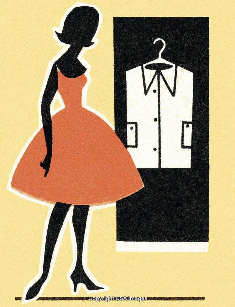 Stylized Silhouette of a Woman and a Shirt in a Wardrobe Scene
