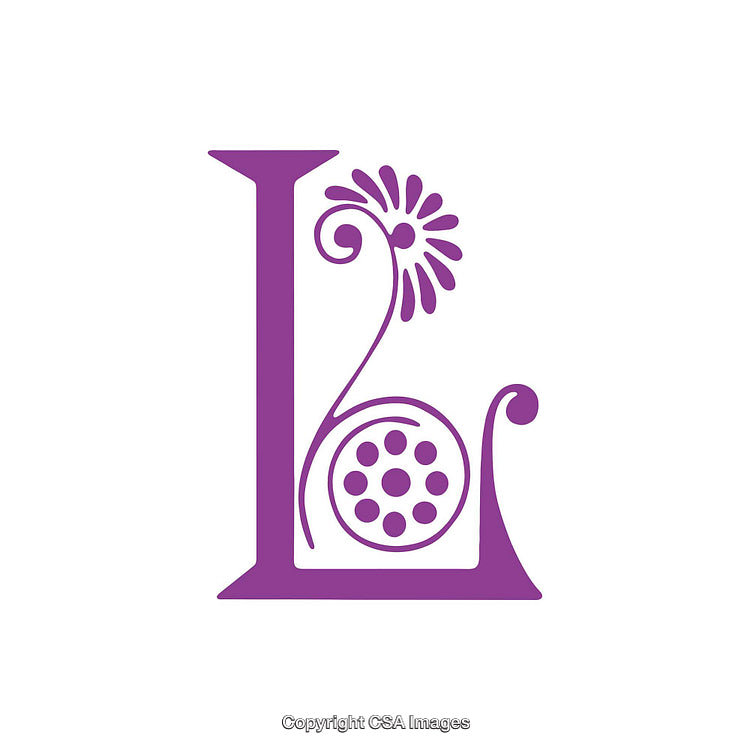 Elegant Letter L Design with Floral and Circular Decorative Elements