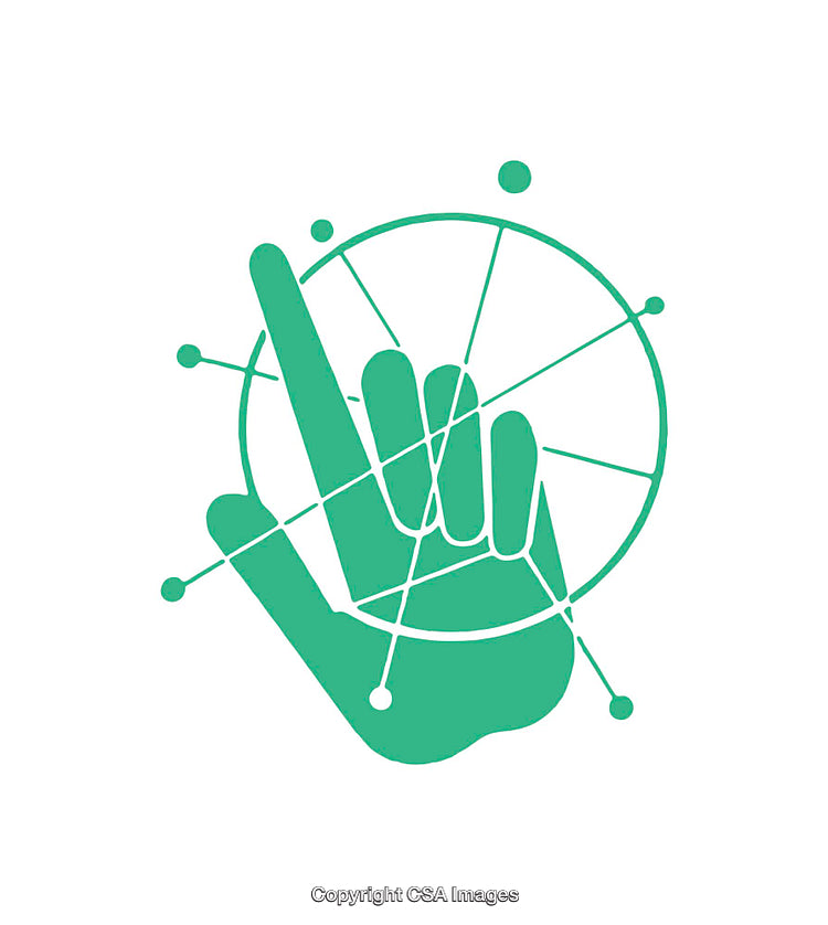 Modern Abstract Hand Gesture Icon with Circular Network Design