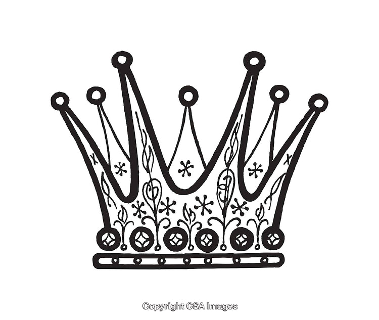 Elegant Black and White Sketch of a Decorative Crown Design