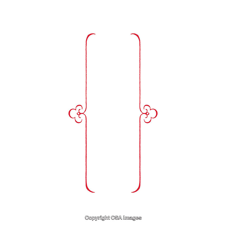 Elegant Red Decorative Frame Design with Artistic Flourish Details