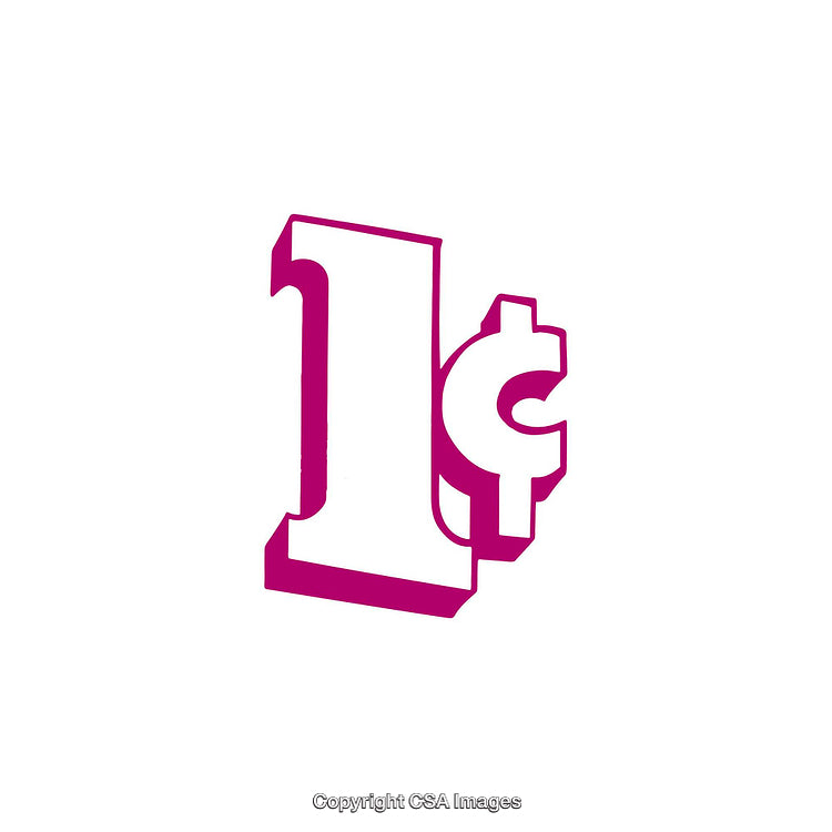 Illustration of a Pink 1 Cent Symbol With a Bold Design
