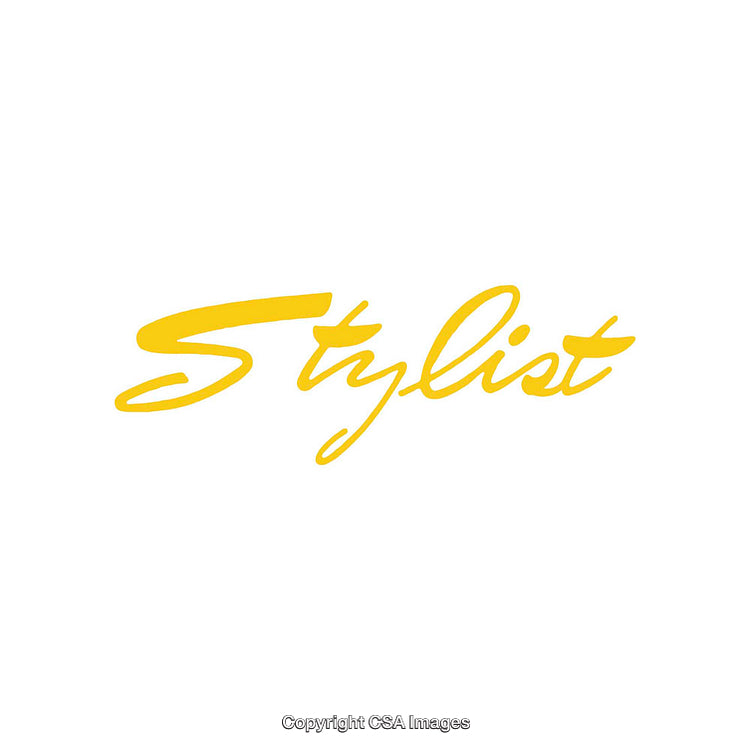 Yellow Stylist Text Logo in Handwritten Calligraphy on White Background