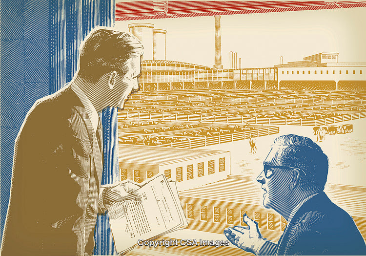 Two Businessmen Looking Out a Window