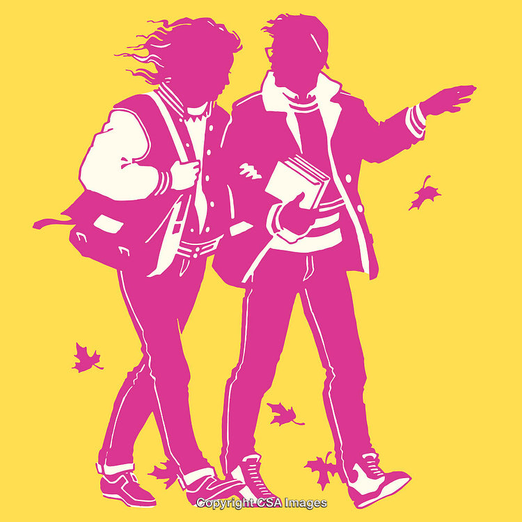 Modern Vector Line Art of Friends Outdoors in Vibrant Colors