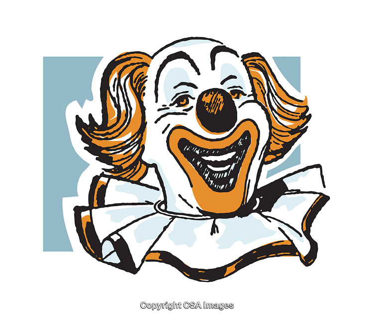 Colorful Illustration of a Smiling Clown with a Retro Style