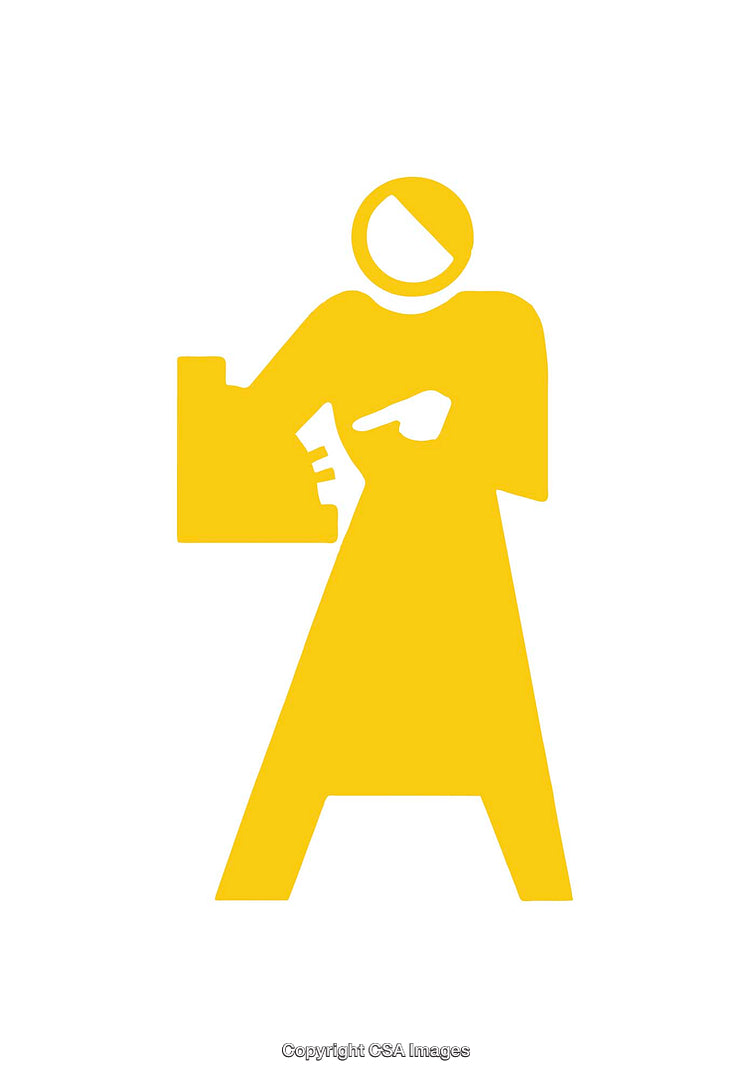 Minimalist Yellow Worker Icon Featuring Abstract Design and Tools